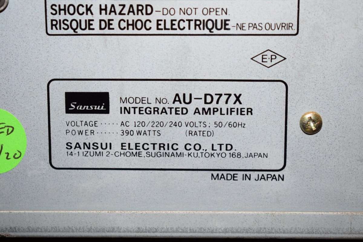 Sansui Integrated Amp - Model: AU-D77X | Vintage Audio Exchange